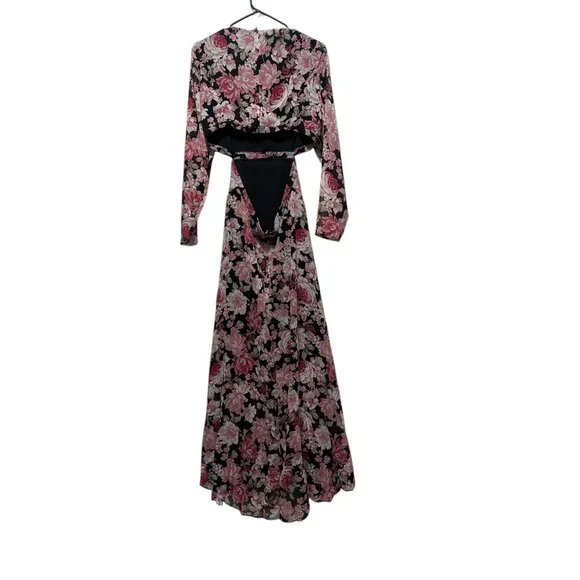Bardot Garden Floral Maxi Dress Womens Small Pink Fairy Coquette Cutout Flare - Picture 5 of 16